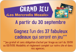 Grand Jeu "Les Mercredis Mozaic" A partir du 30 Septembre, www.lesmercredismozaic.fr